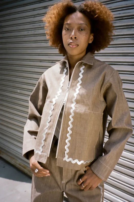 Ring Zip Jacket - Silver Rickrack sold by CARLEEN