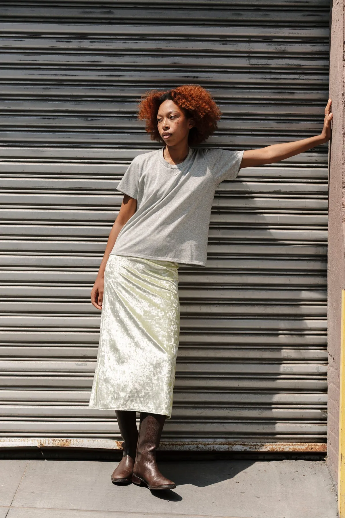 Velvet Skirt -Silvered Lime sold by CARLEEN product image thumbnail 3