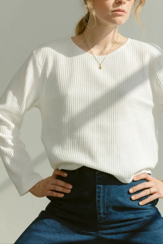 Boatneck Long Sleeve - White Thermal sold by CARLEEN