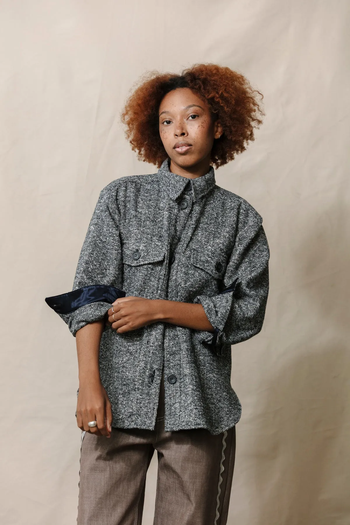 Wool Shirt Jacket - Salt & Pepper sold by CARLEEN product image thumbnail 2