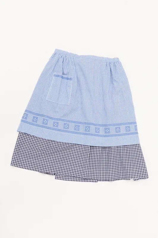 Apron Skirt - Sky & Navy Gingham sold by CARLEEN