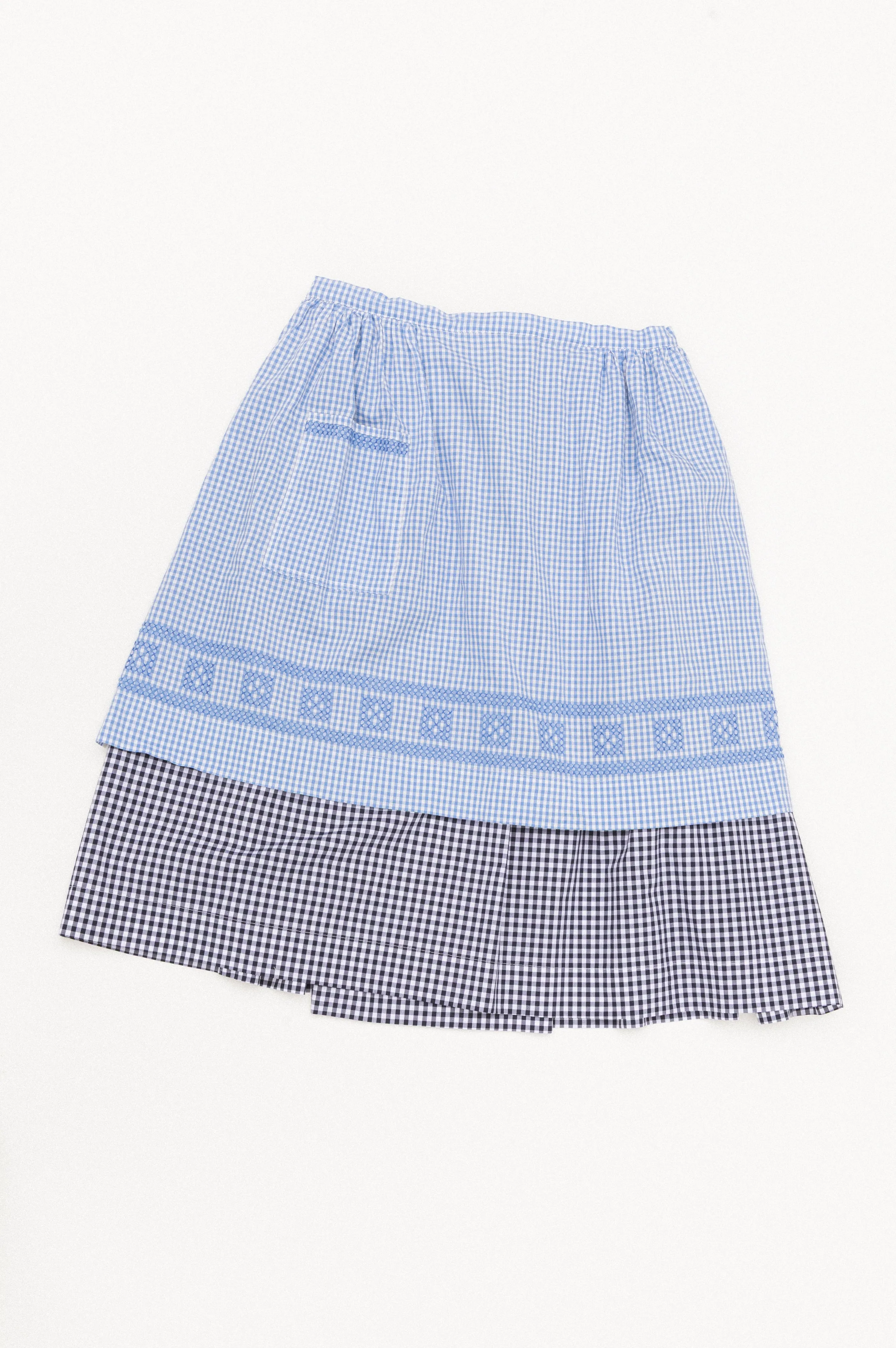 Apron Skirt - Sky & Navy Gingham sold by CARLEEN