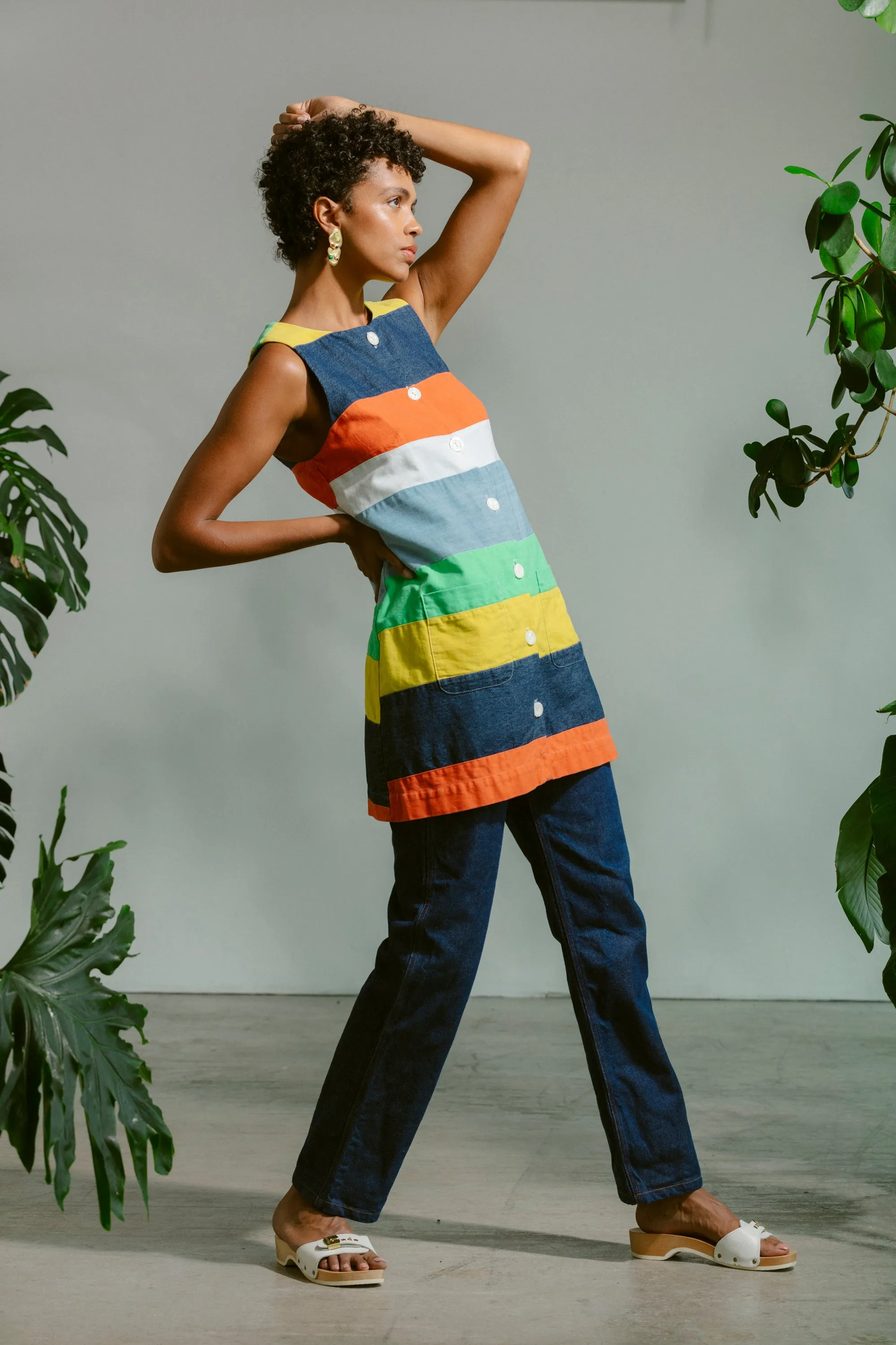 Button Front Mini Dress - Cabana Stripe sold by CARLEEN product image thumbnail 2