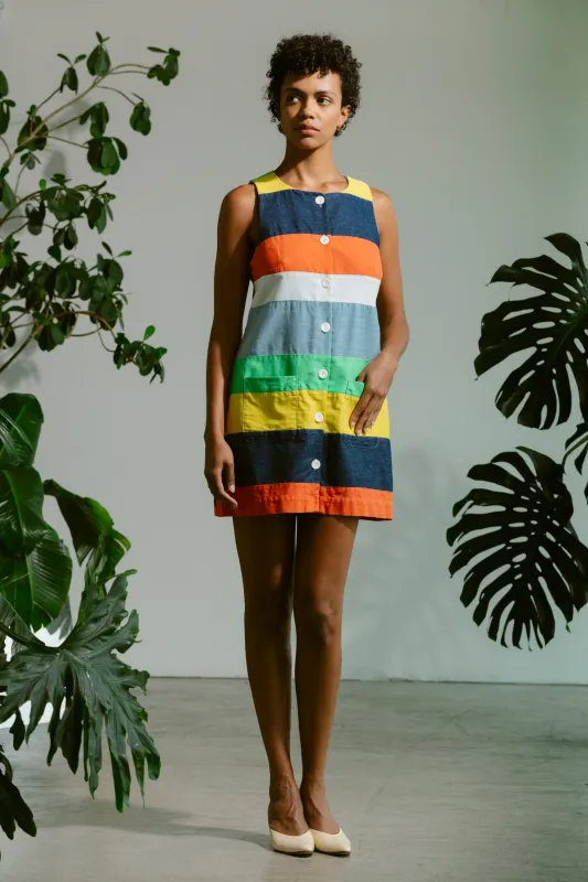 Button Front Mini Dress - Cabana Stripe sold by CARLEEN