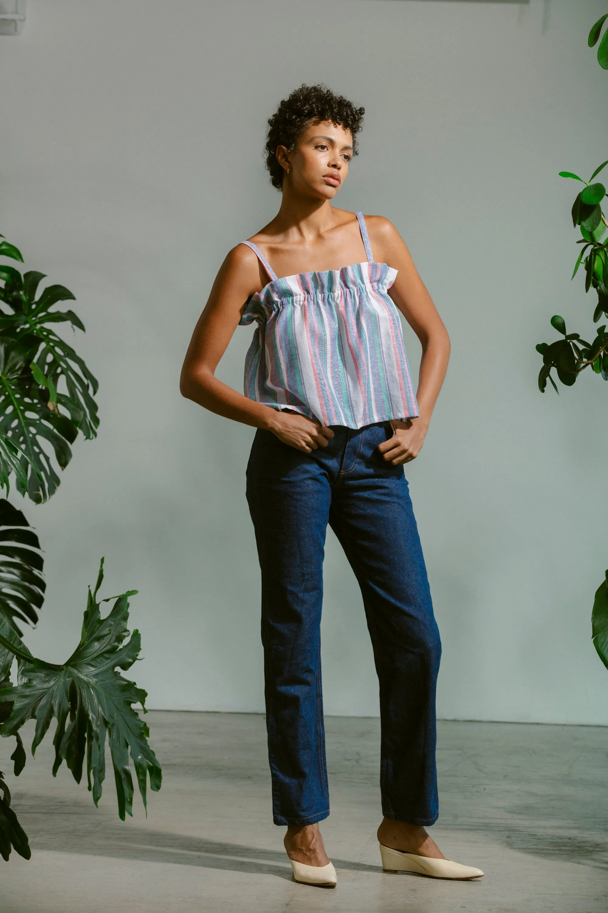 Ruffle Tank - Linen Multi Stripe sold by CARLEEN product image thumbnail 3