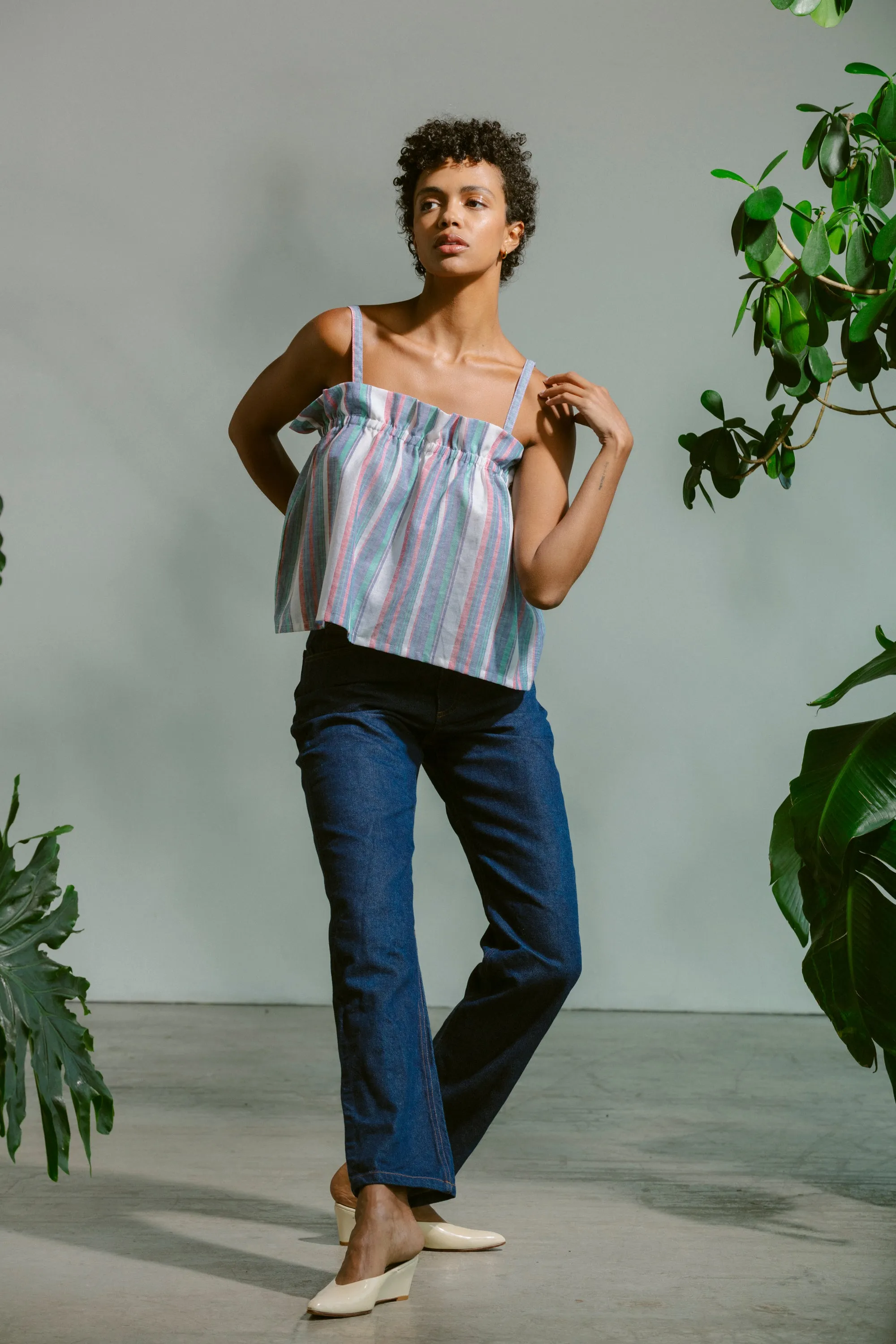 Ruffle Tank - Linen Multi Stripe sold by CARLEEN product image thumbnail 5