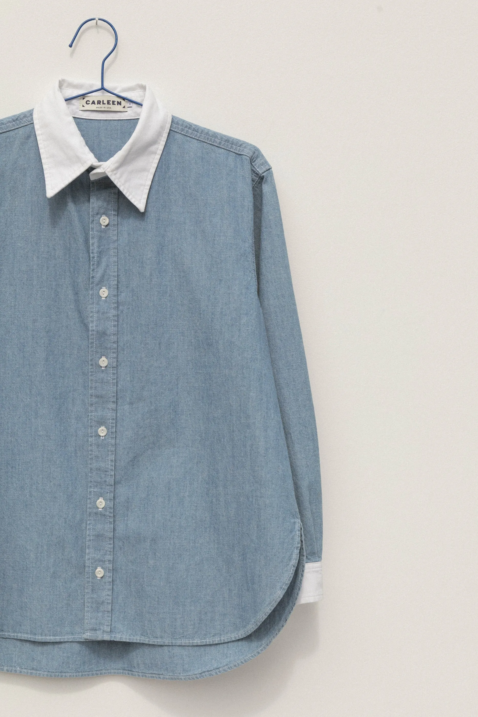 White Collar Chambray Shirt - Medium Wash Chambray sold by CARLEEN product image thumbnail 2