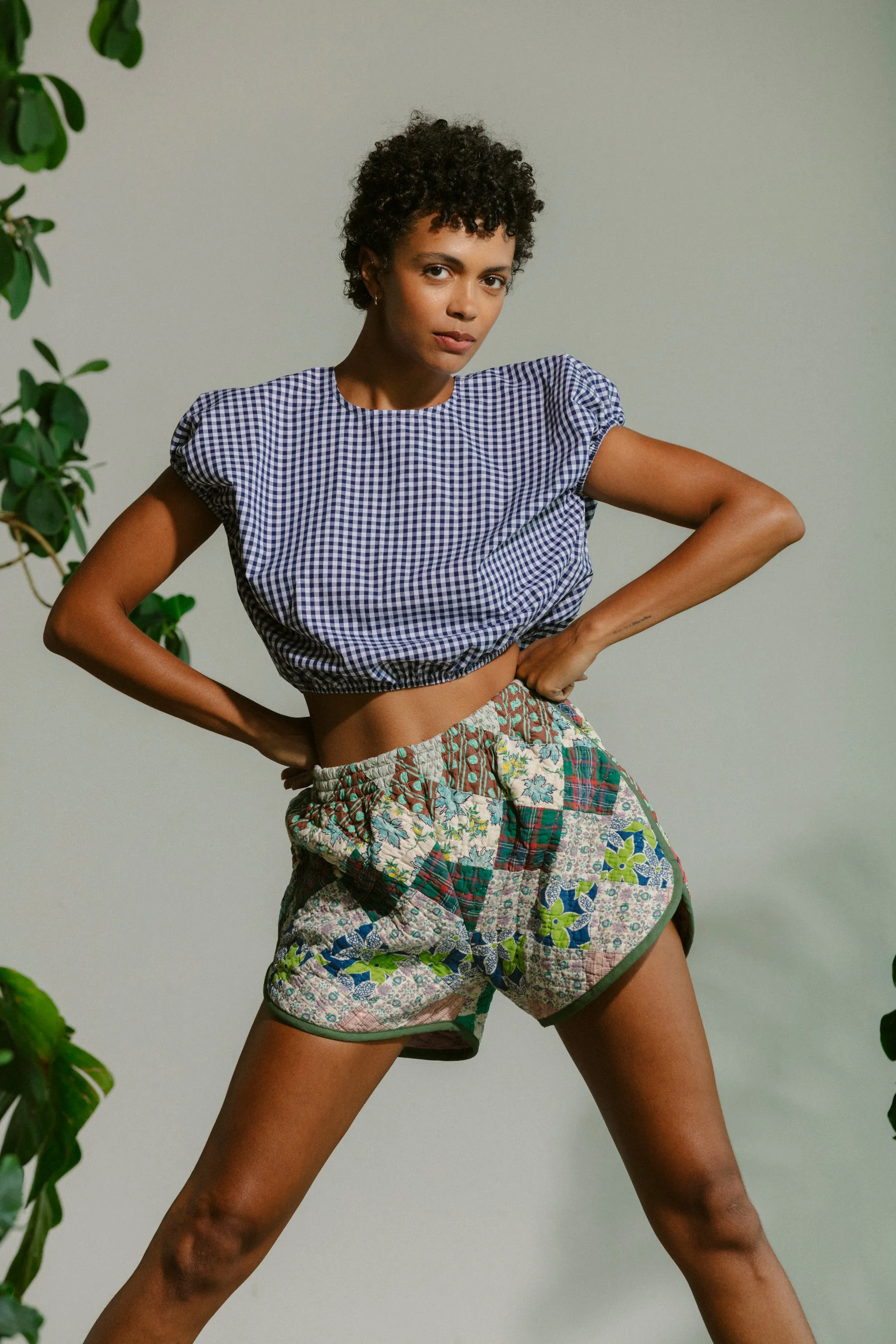 Cloud Top - Navy Gingham sold by CARLEEN