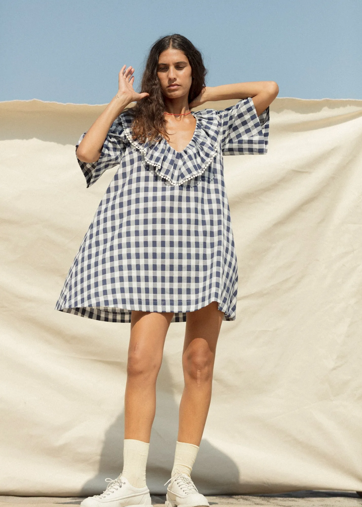 Ruffle Dress - Navy Gingham sold by CARLEEN product image thumbnail 3