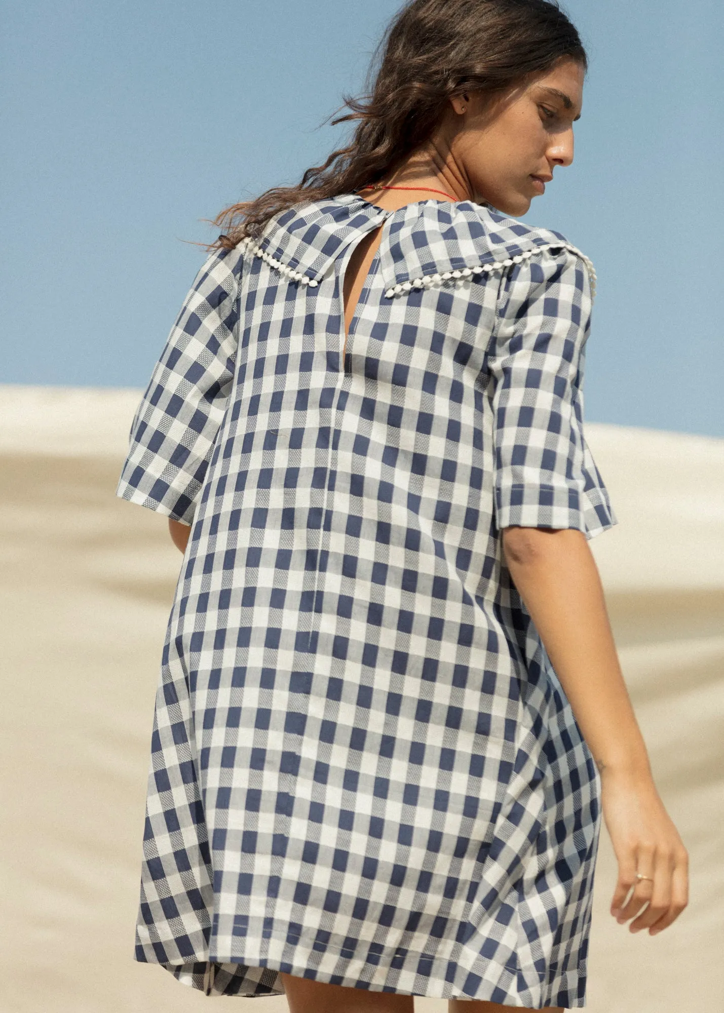 Ruffle Dress - Navy Gingham sold by CARLEEN product image thumbnail 2