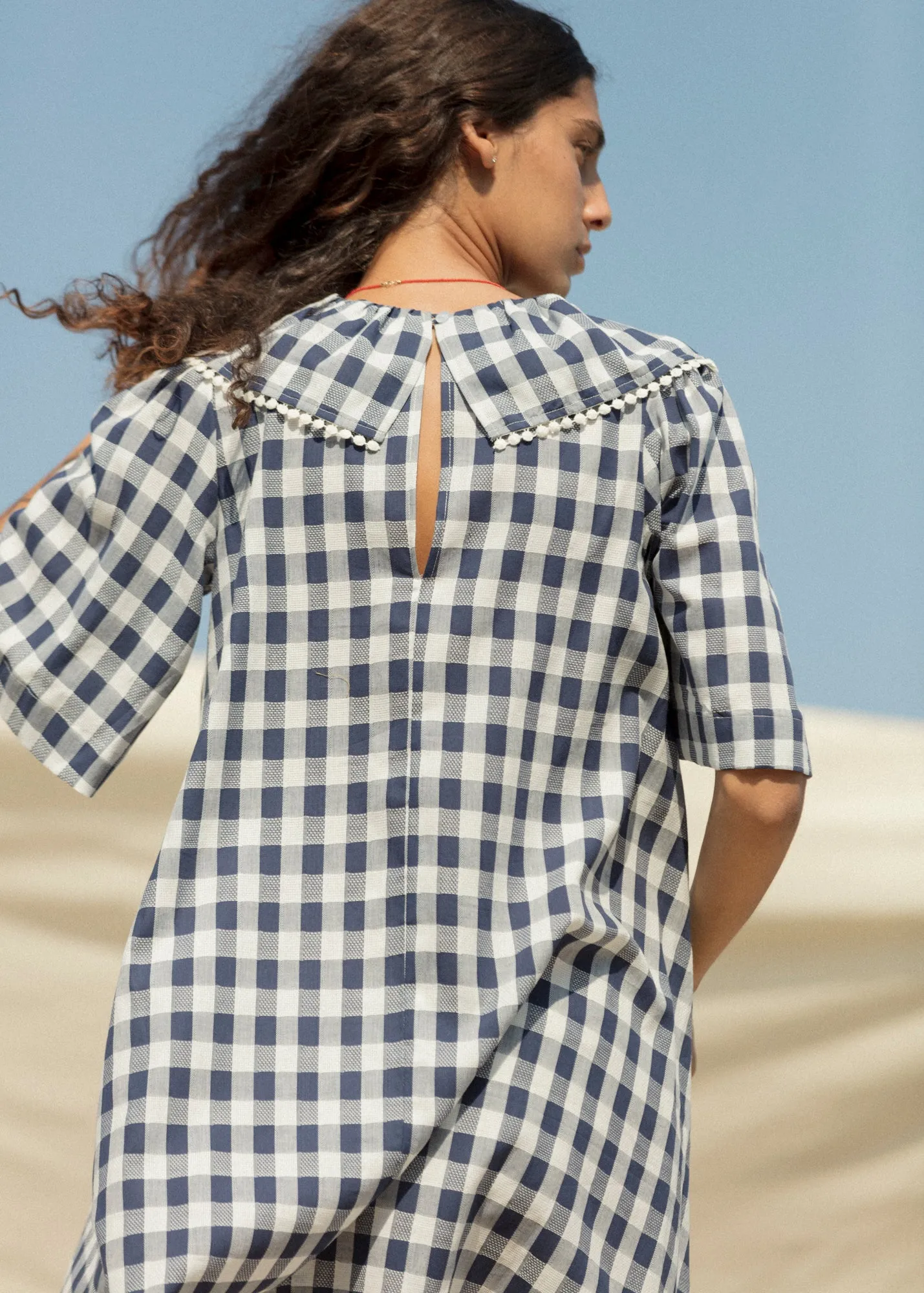 Ruffle Dress - Navy Gingham sold by CARLEEN product image thumbnail 5