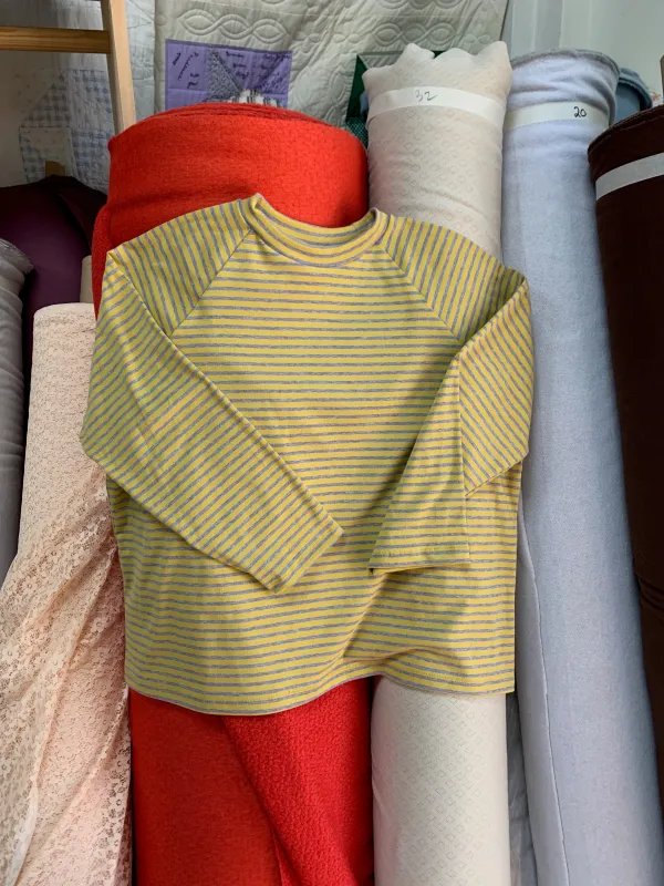 Boxy Raglan - Yellow/Heather Stripe sold by CARLEEN