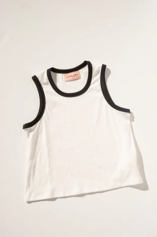 Chloe Tank - White/Navy sold by CARLEEN