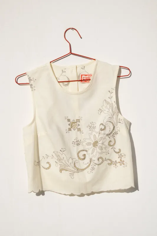 Zoe Sleeveless Shell - Scallop Hem (XS) sold by CARLEEN