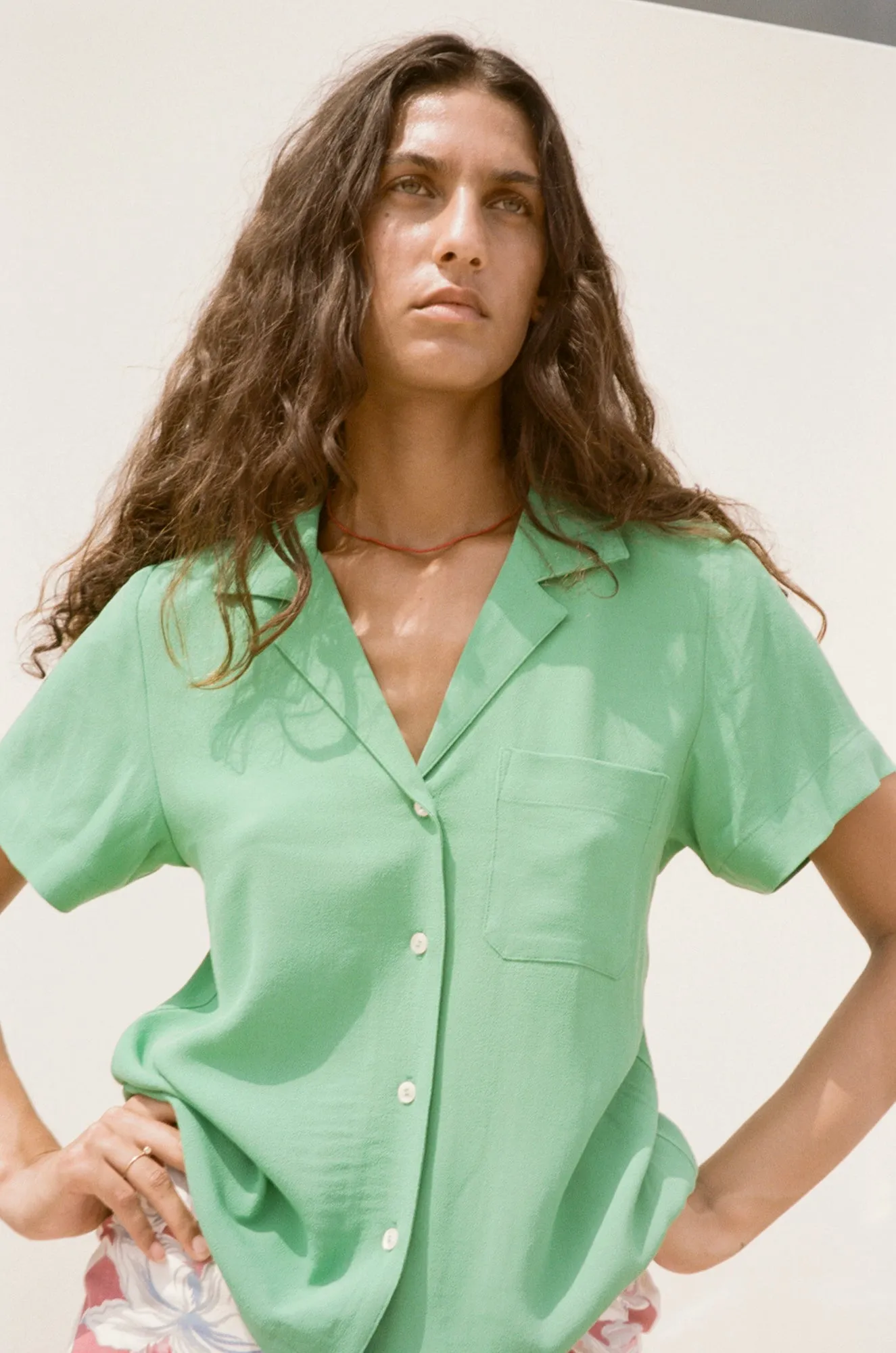 Nancy Button-Waist Shirt - Green sold by CARLEEN product image thumbnail 3