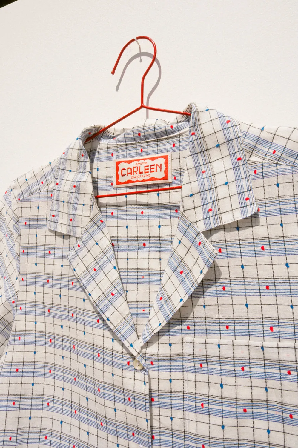 Nancy Button-Waist Shirt - Curtain Plaid (M &L) sold by CARLEEN product image thumbnail 3