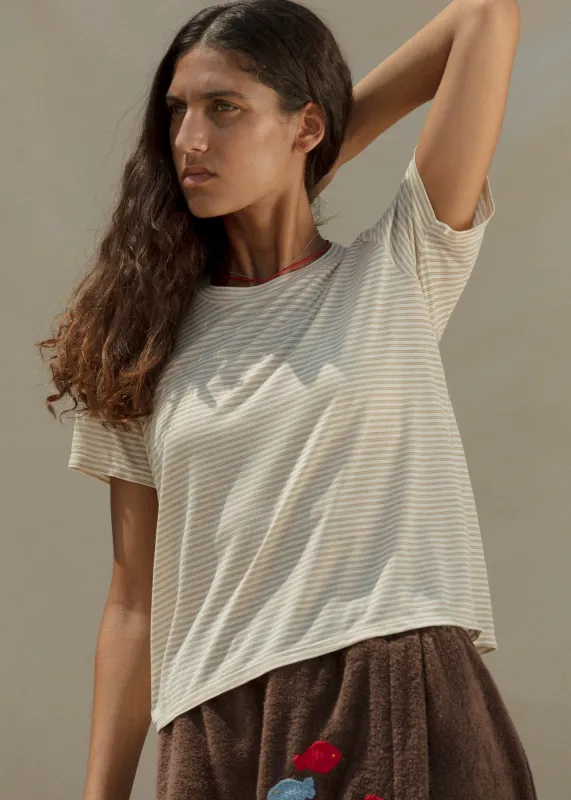 Perfect Little Short Sleeve Shirt - Sungold Stripe made by CARLEEN