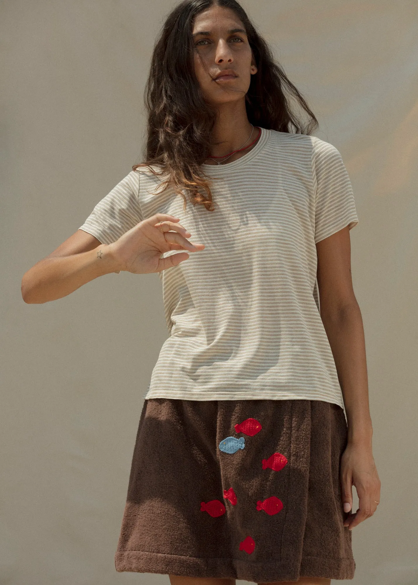 Perfect Little Short Sleeve Shirt - Sungold Stripe sold by CARLEEN product image thumbnail 4