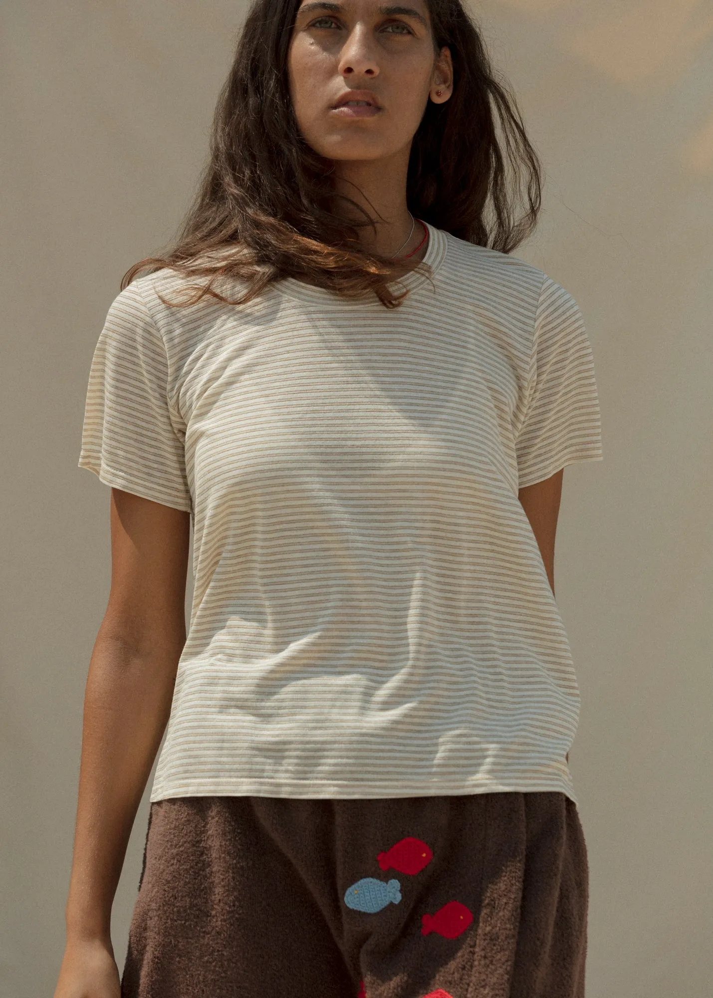 Perfect Little Short Sleeve Shirt - Sungold Stripe sold by CARLEEN product image thumbnail 3