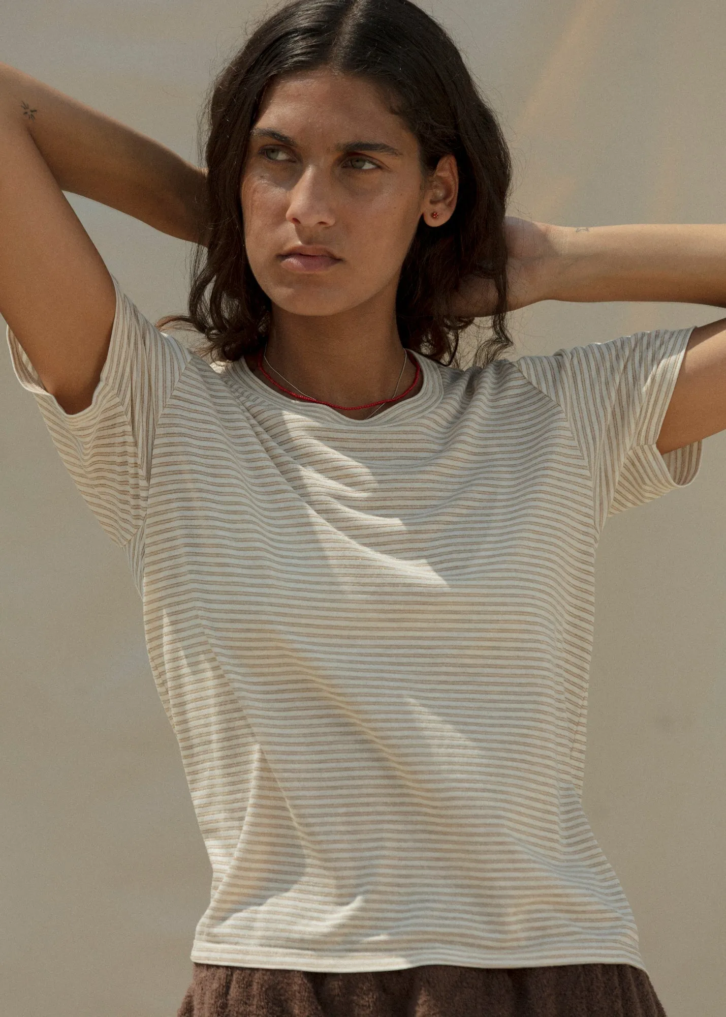 Perfect Little Short Sleeve Shirt - Sungold Stripe sold by CARLEEN product image thumbnail 5