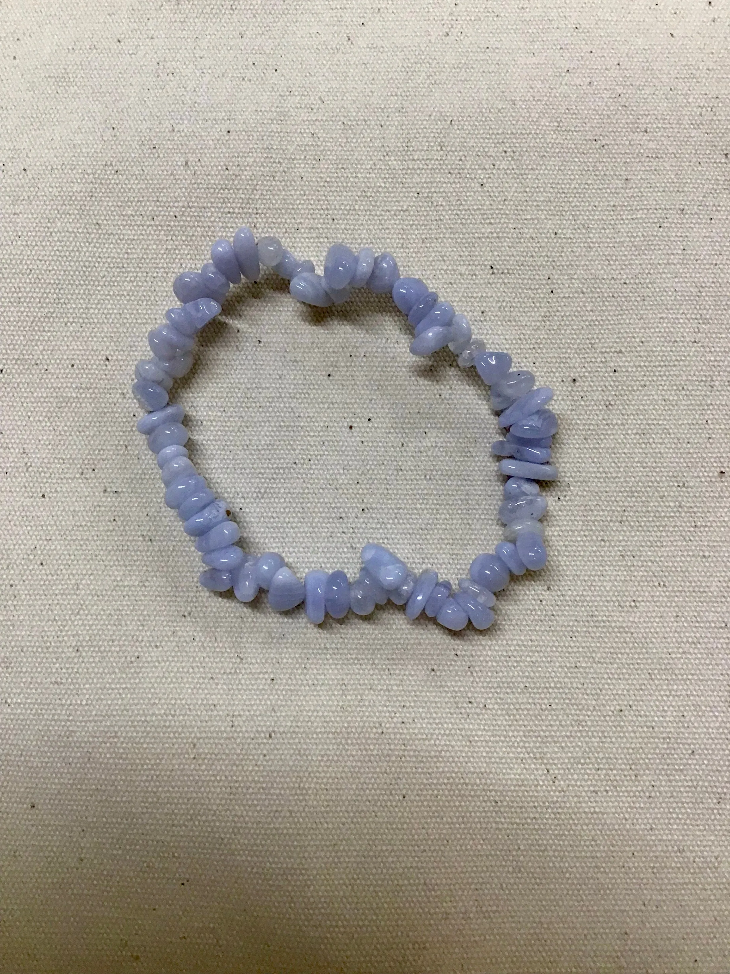 Blue Lace Agate Chip Bracelet sold by Beaumont Organic