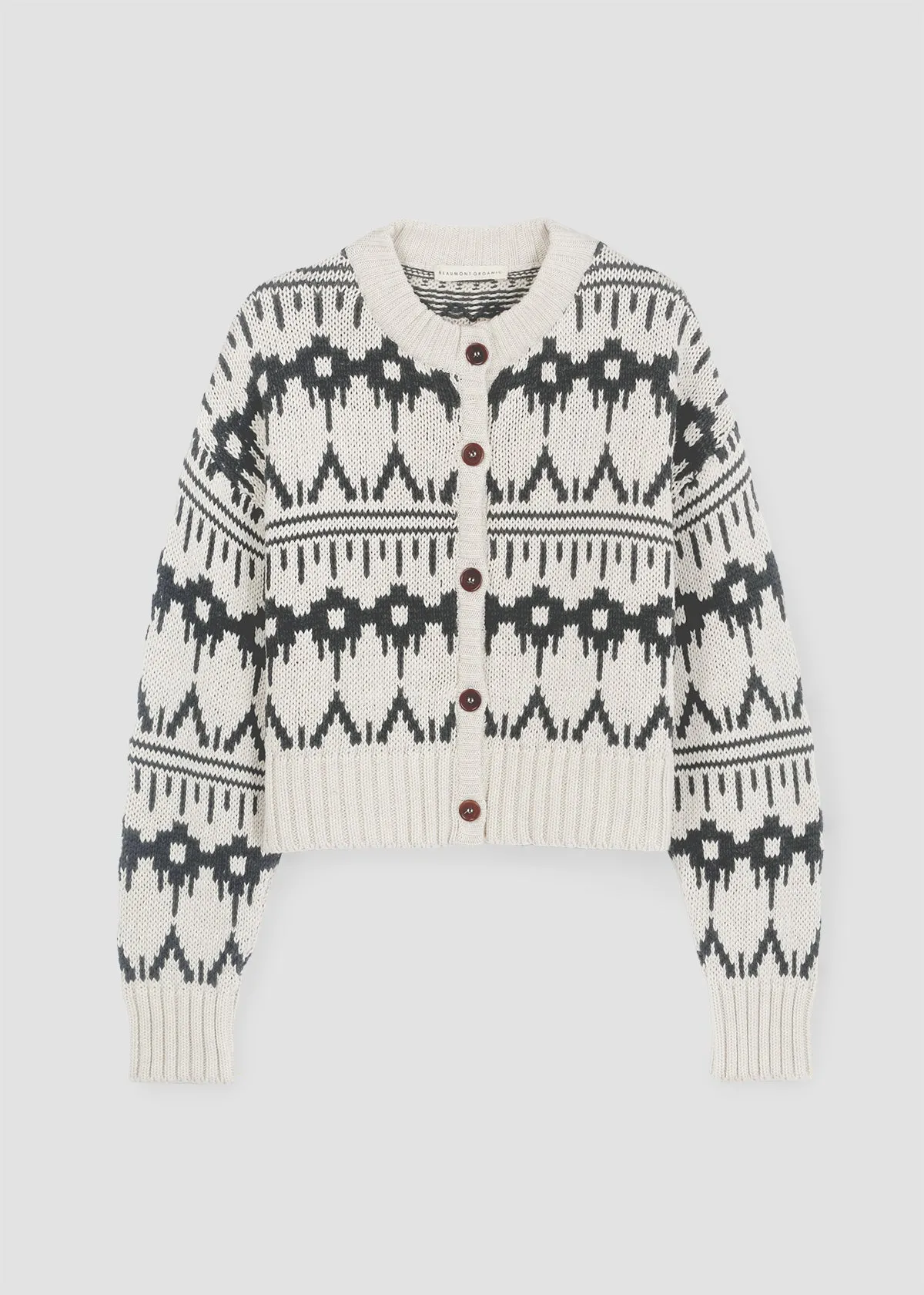 Sugi-Sue Organic Cotton Knitted Cardigan in Ecru Marl sold by Beaumont Organic product image thumbnail 5