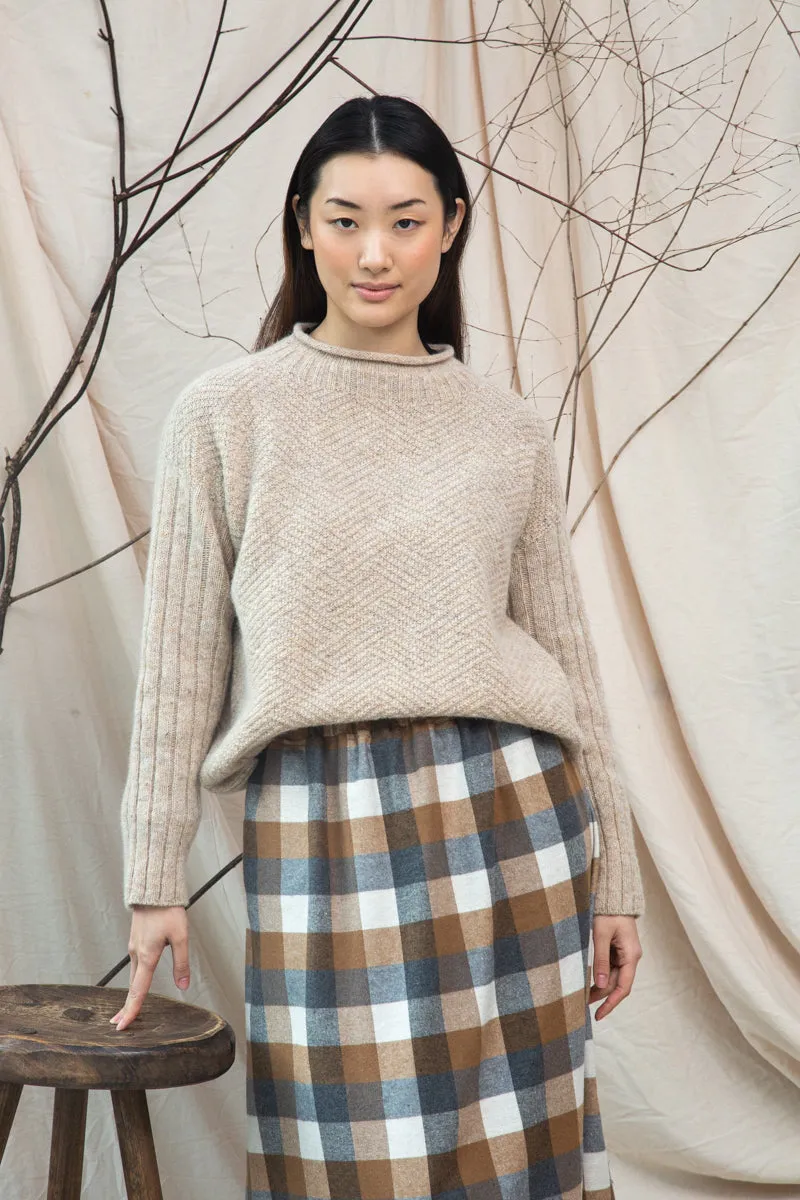 Shika Lambswool Knitted Jumper in Cream Marl sold by Beaumont Organic