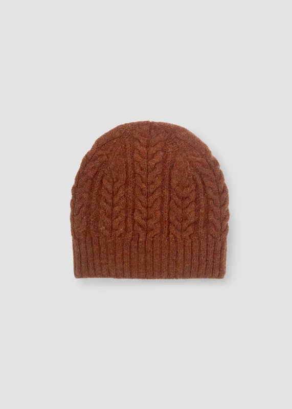Brogan Lambswool Knitted Hat in Rust Marl made by Beaumont Organic