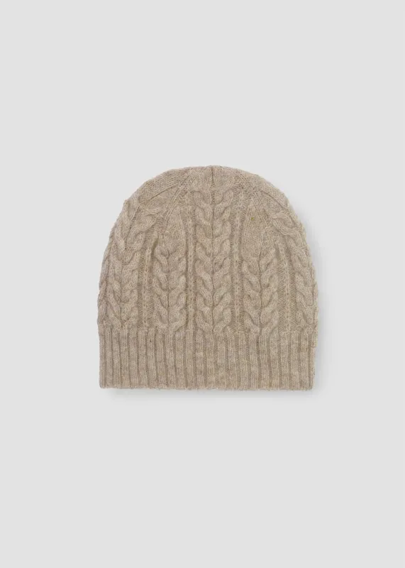 Brogan Lambswool Knitted Hat in Cream Marl made by Beaumont Organic