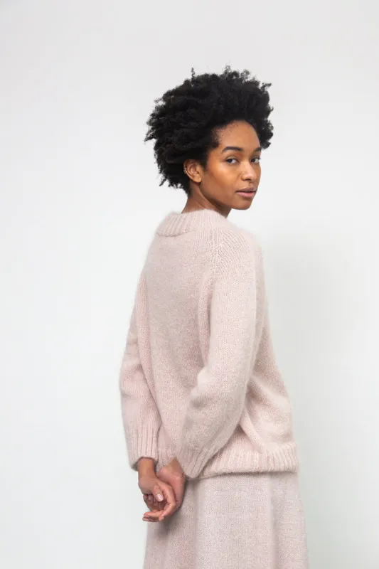 Solstice Mohair Knitted Jumper in Shell Pink by HANNAH BEAUMONT made by Beaumont Organic