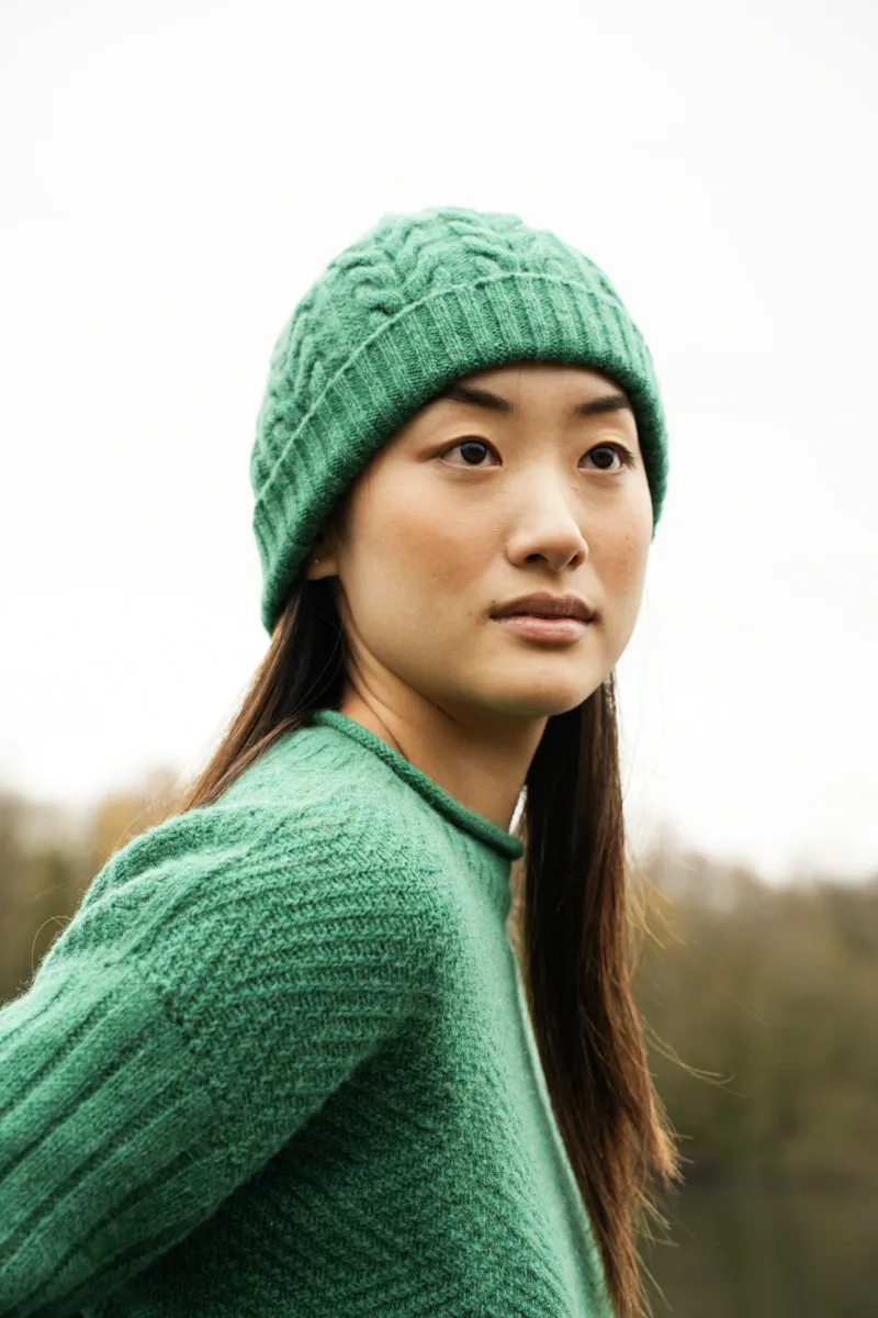 Brogan Lambswool Knitted Hat in Emerald sold by Beaumont Organic
