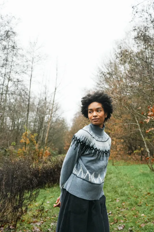 Hawthorne Recycled Wool Knitted Jumper in Sky Blue made by Beaumont Organic