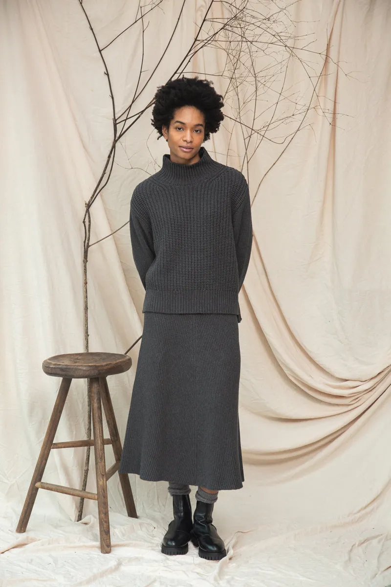 Mio Organic Cotton Knitted Skirt in Grey Marl sold by Beaumont Organic product image thumbnail 2