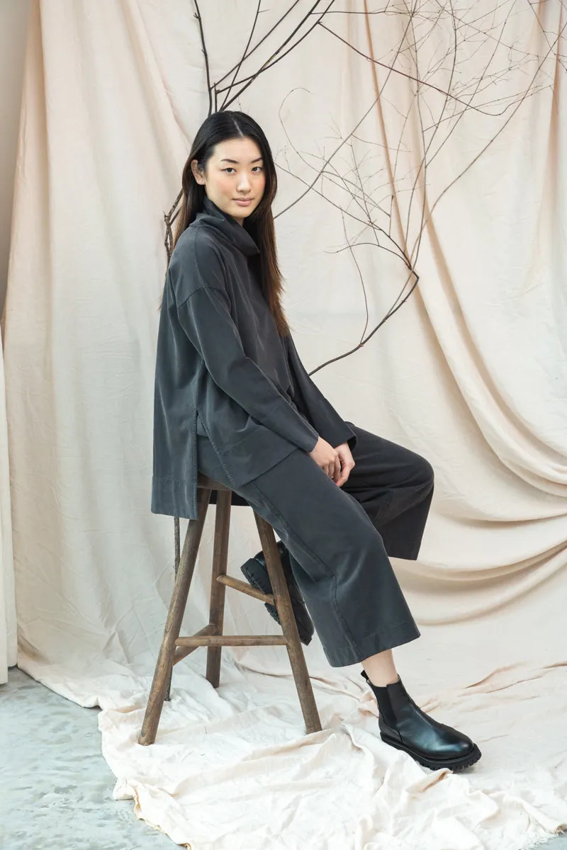 Taya Organic Cotton Felpe Trousers in Charcoal Stonewash sold by Beaumont Organic