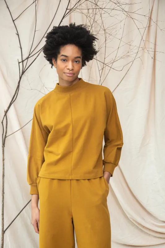 Maiya Organic Cotton Felpe Sweatshirt in Ochre sold by Beaumont Organic