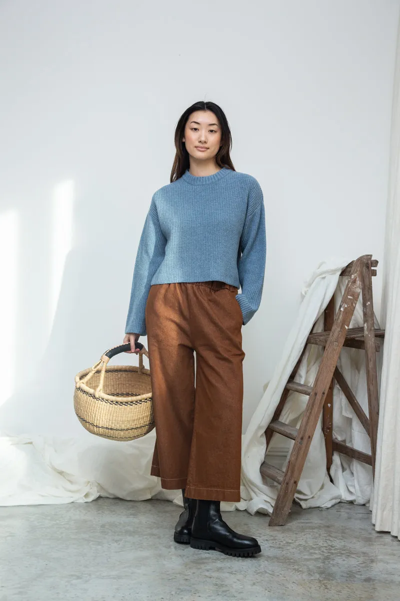 Evora-Leigh Recycled Cotton Denim Trousers in Bark Brown sold by Beaumont Organic