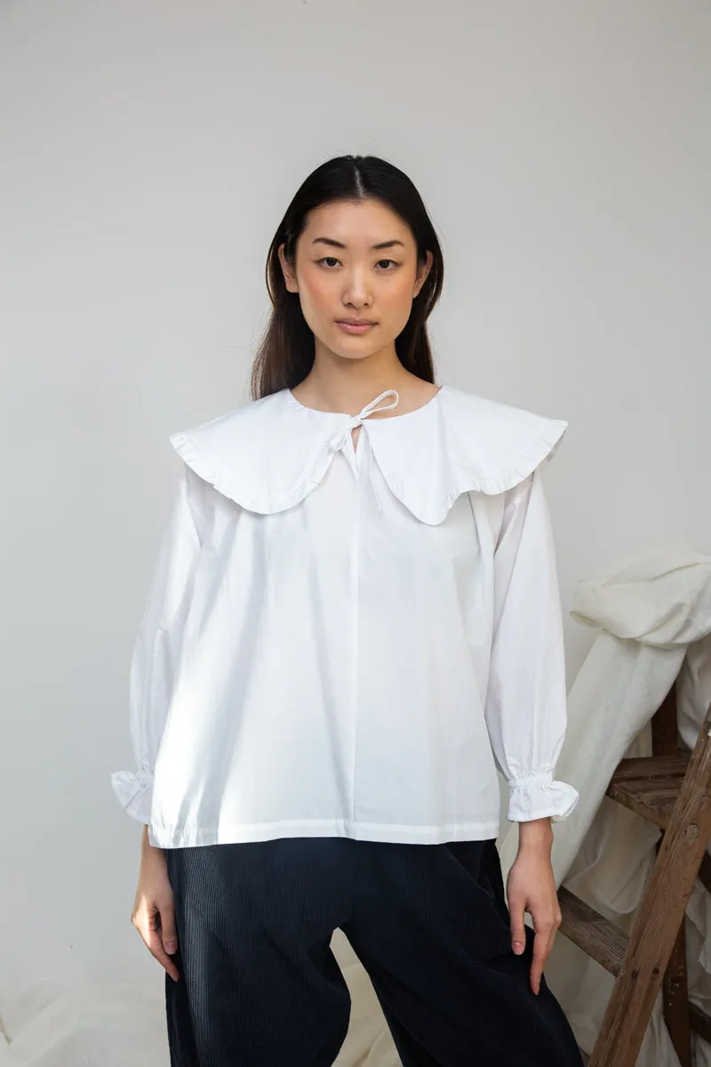 Camilla Organic Cotton Poplin Blouse in White sold by Beaumont Organic product image thumbnail 2