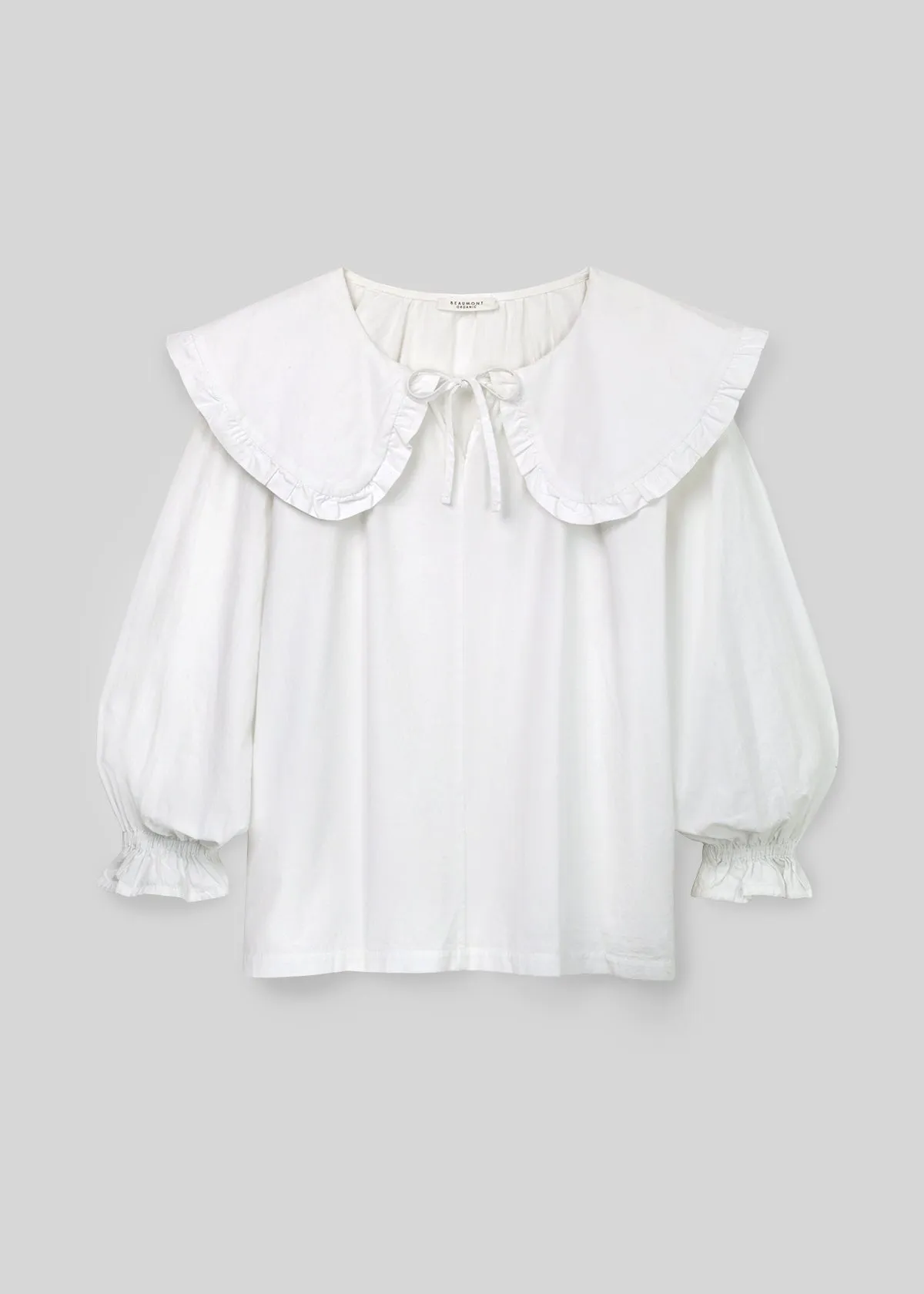 Camilla Organic Cotton Poplin Blouse in White sold by Beaumont Organic