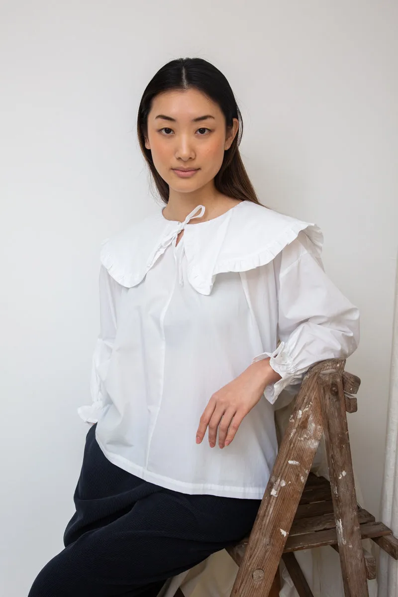 Camilla Organic Cotton Poplin Blouse in White sold by Beaumont Organic product image thumbnail 4