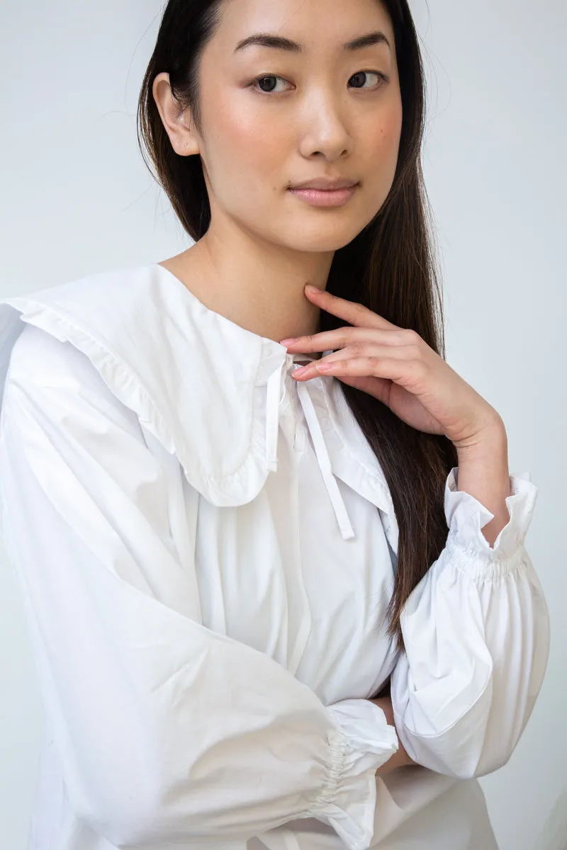 Camilla Organic Cotton Poplin Blouse in White sold by Beaumont Organic product image thumbnail 3