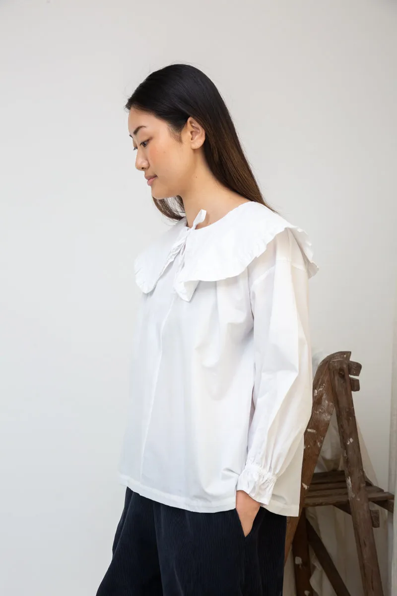 Camilla Organic Cotton Poplin Blouse in White sold by Beaumont Organic product image thumbnail 5