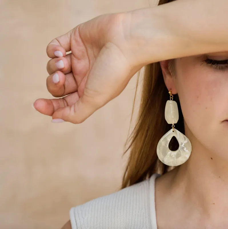 Marble Palm Earrings made by Beaumont Organic