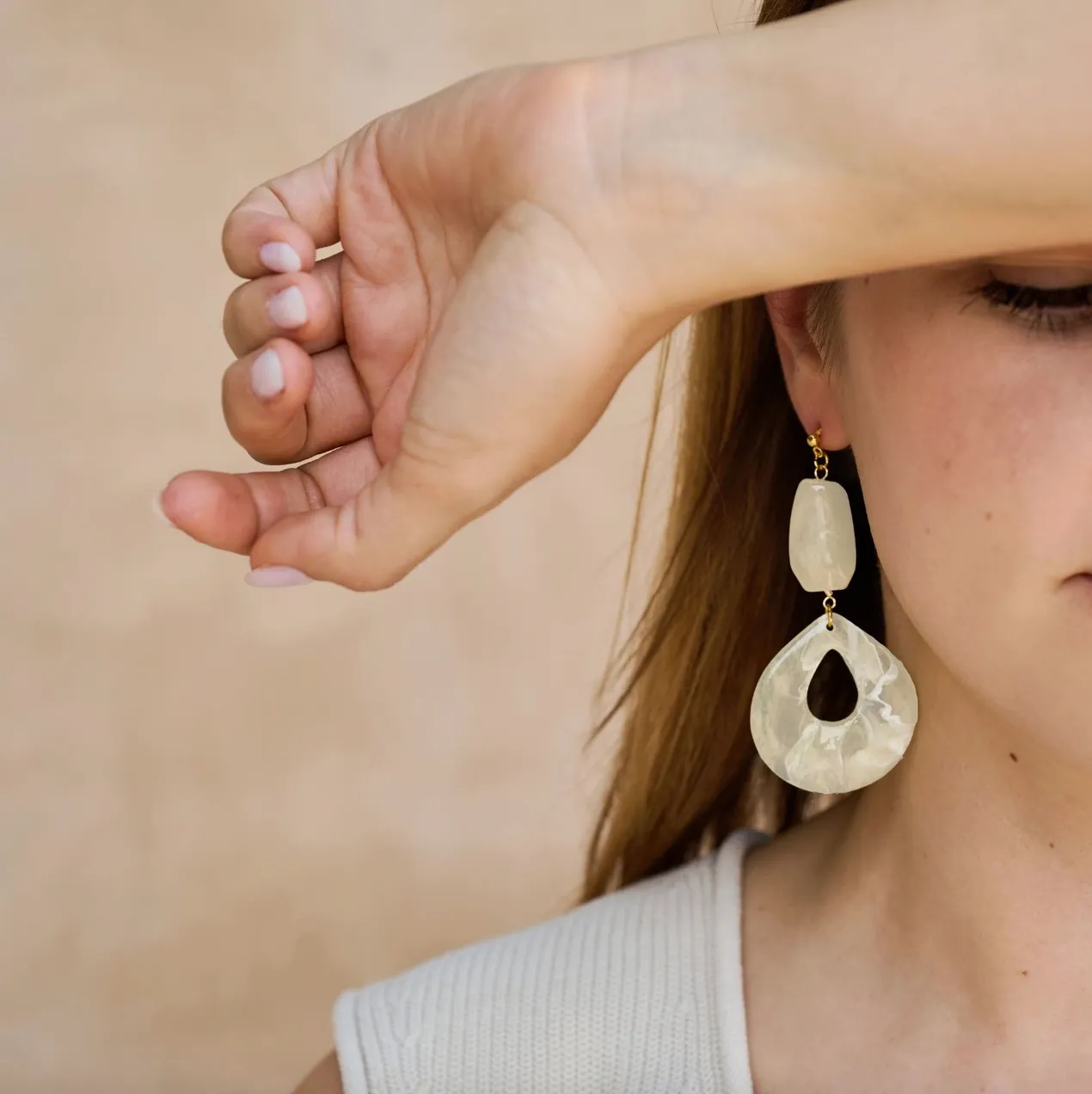 Marble Palm Earrings sold by Beaumont Organic