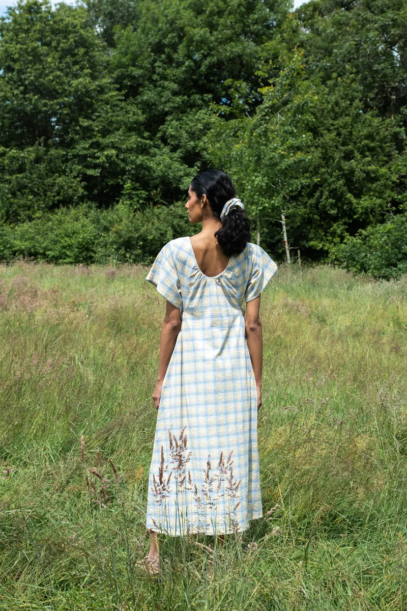 Nathalia-Cay Organic Cotton Seersucker Dress in Pastel Gingham by HANNAH BEAUMONT sold by Beaumont Organic product image thumbnail 5