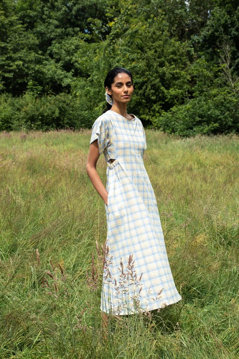 Nathalia-Cay Organic Cotton Seersucker Dress in Pastel Gingham by HANNAH BEAUMONT sold by Beaumont Organic product image thumbnail 3