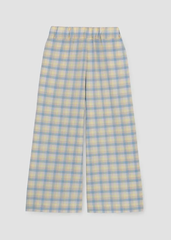 Evora-Cay Organic Cotton Trouser in Pastel Gingham by HANNAH BEAUMONT made by Beaumont Organic