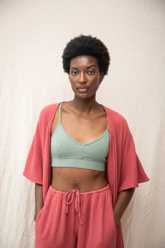 Nyra Bamboo & Organic Cotton Blend Bra in Pistachio sold by Beaumont Organic