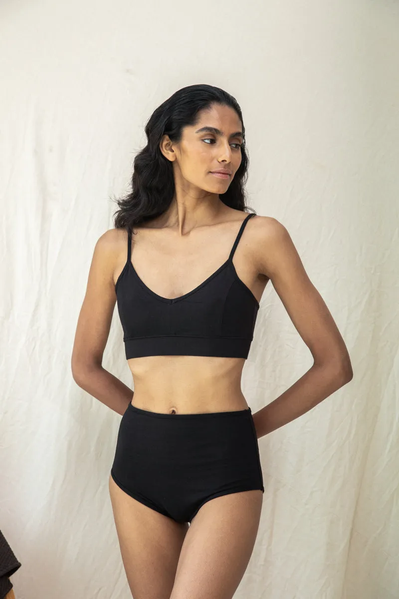 Yoka Bamboo & Organic Cotton Blend High Waist Briefs in Black sold by Beaumont Organic