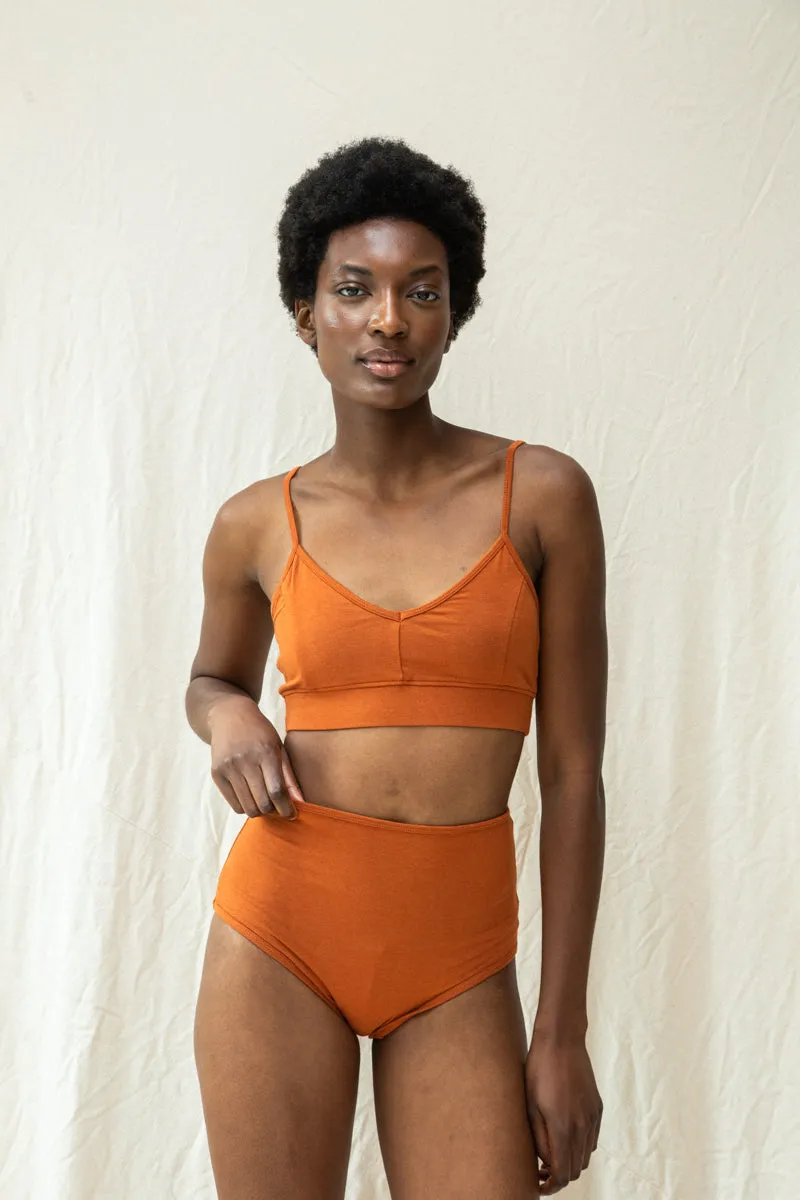 Yoka Bamboo & Organic Cotton Blend High Waist Briefs in Terracotta sold by Beaumont Organic