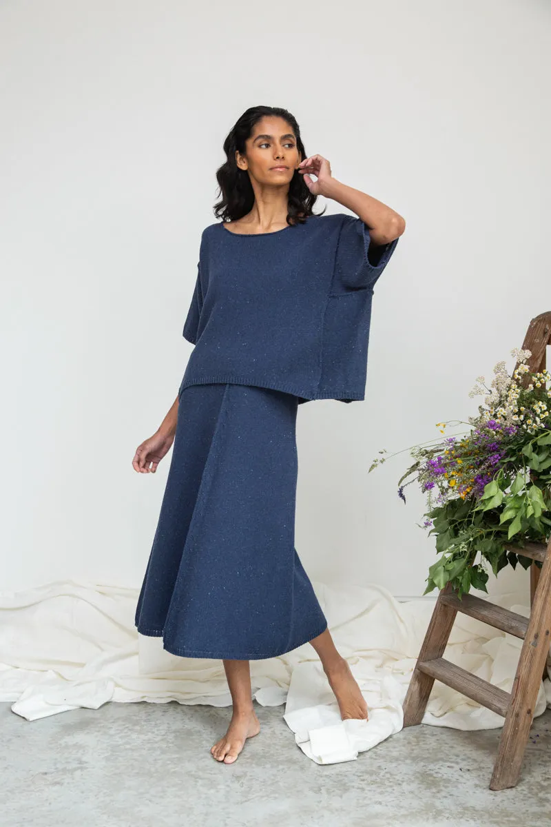Mio-Leigh Recycled Cotton Blend Knitted Skirt in Denim Blue sold by Beaumont Organic product image thumbnail 3